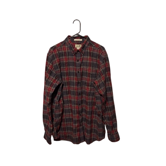 Vintage L.L. Bean Button Shirt L Grey Traditional Fit Plaid Flannel Gorpcore - Picture 1 of 9
